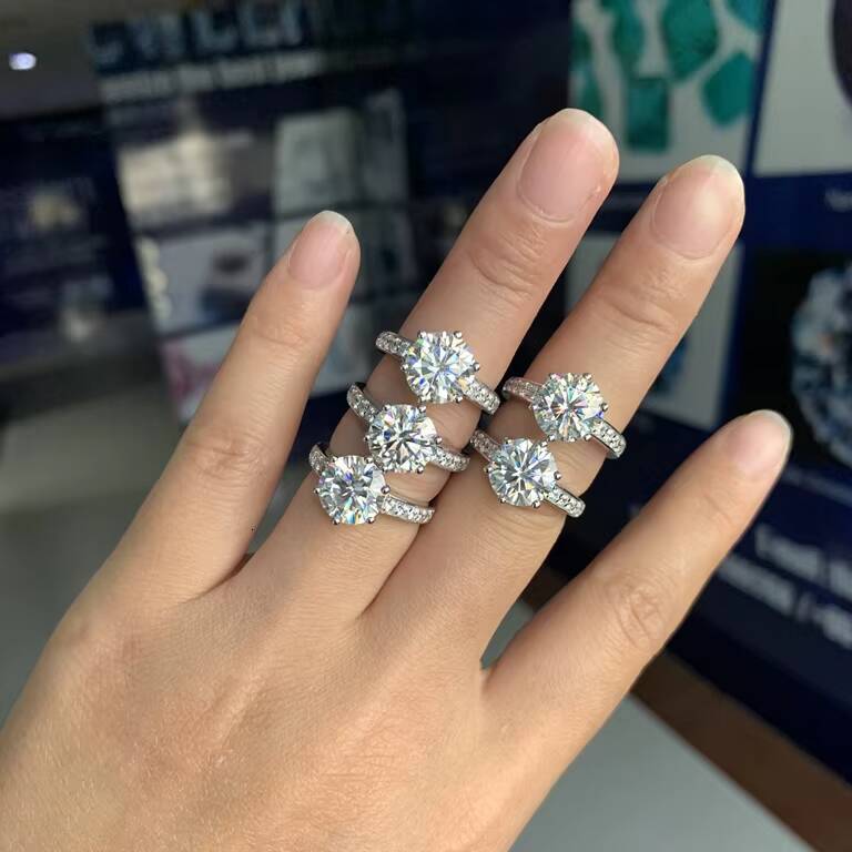 Fancy Rings S925 Sterling Silver Rings 18K Solid Gold Fashion Solitaire Style Moissanite Ring Engagement