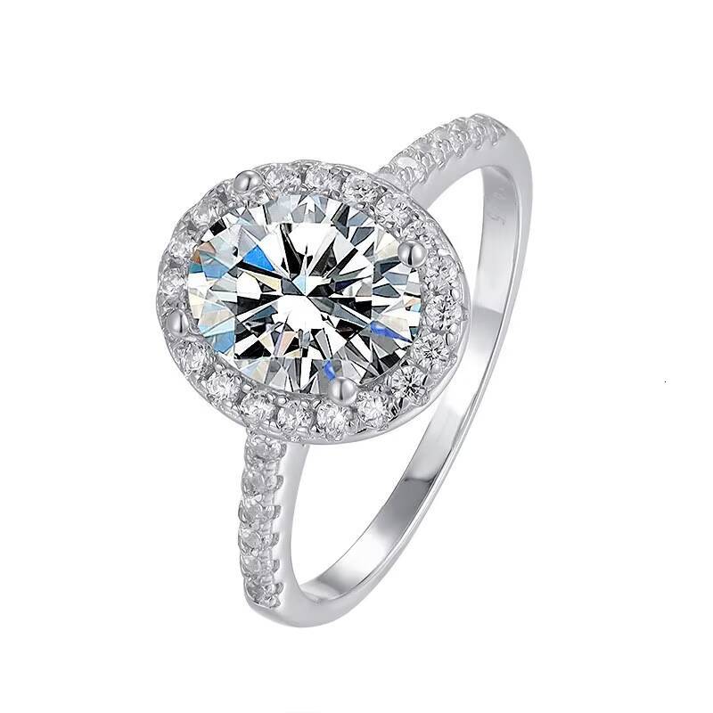 Luxury Marriage Oval Cut Vvs 1ct Moissanite Engagement Eternity Rings for Women Simple Single S925 Sterling Silver Fine Jewelry