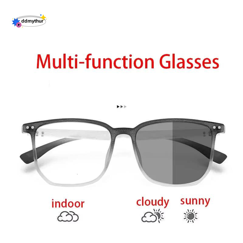 Fashion Photochromic Myopia Men Women Square Anti Blue Light Finished Prescription Eyewear Ultralights Retro Glasses ddmythur