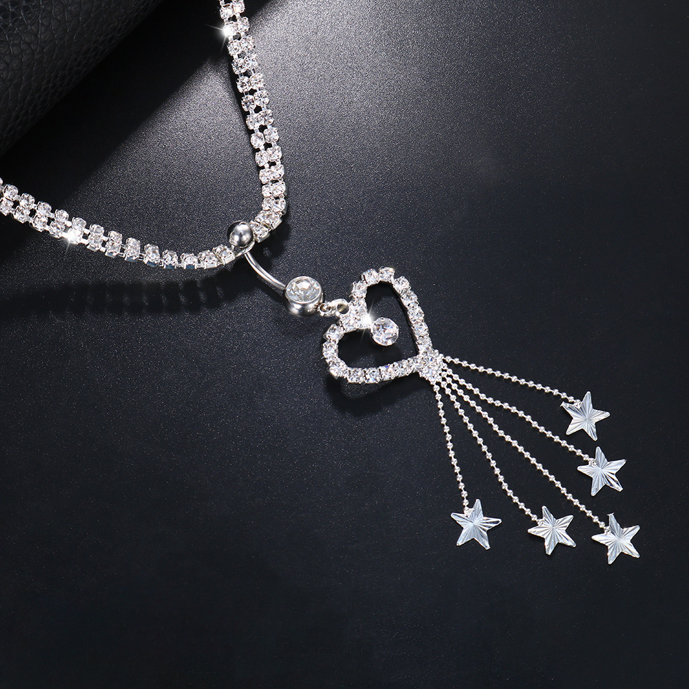 Heart Tassel Navel Piercing Waist Chain Hot Selling Sexy Simple Iced out VVS Moissanite Bling Bling Body Chain