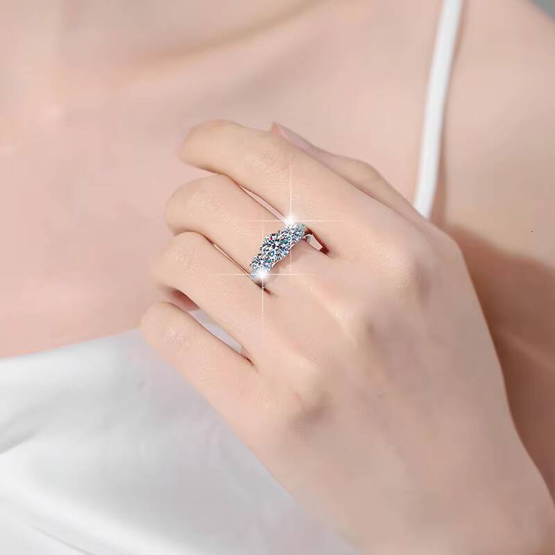 8mm Round Moissanite Diamond Jewelry for Women 925 Sterling Silver Eco-Friendly Bling Gra 8mm Moissanite Ring