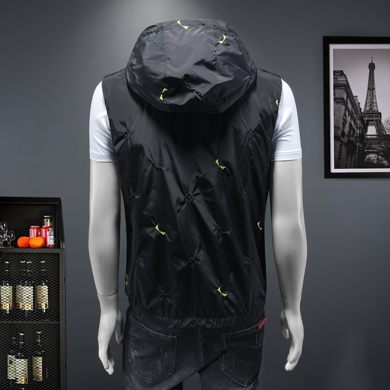 Mens Zipper Vest Jacket Ed Stand Collar Sleeveless Solid Color Casual Autumn Coat