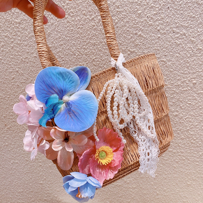 2025 Summer new women's crossbody bag new women's bohemian style vacation handbag oil painting dopamine straw bag women's shoulder bag 