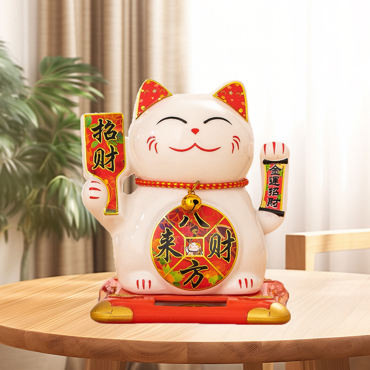 Solar-Powered Ceramic Cat Decoration with Solar Panels | Pet-Themed Car & Home Ornament Decal technique Electric shaking hand-2