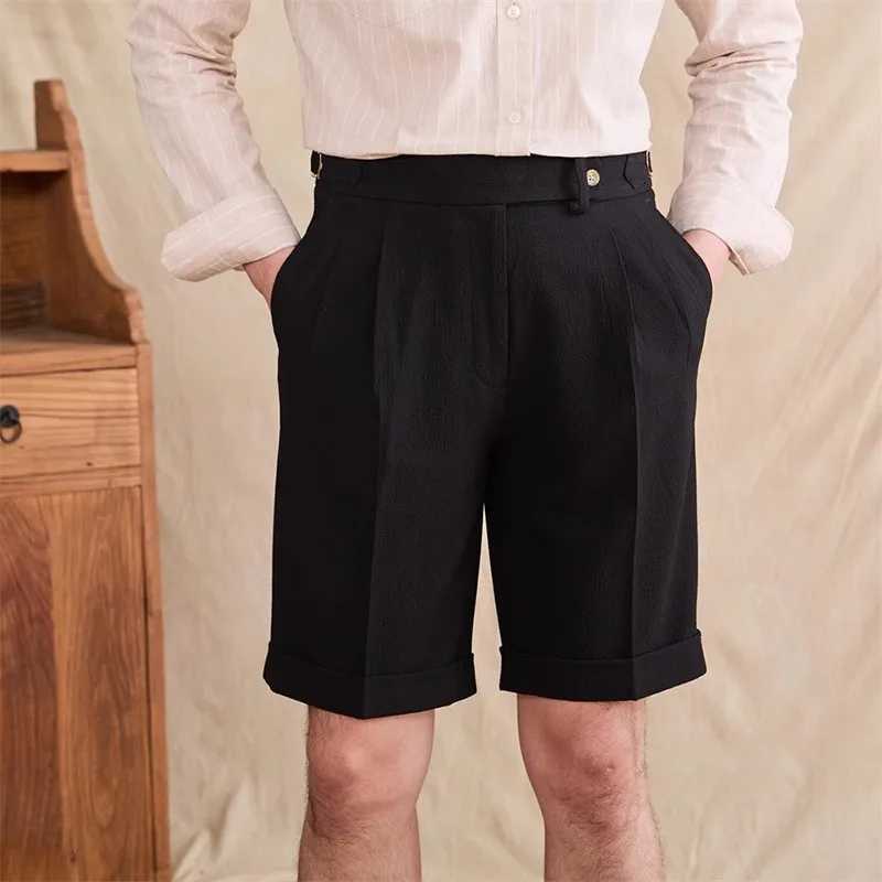 New Men Summer Slim-fit British Style Suit Shorts Light Luxury Business Straight-leg Shorts Leisure Button-down Half-pants M-3XL XJ250721