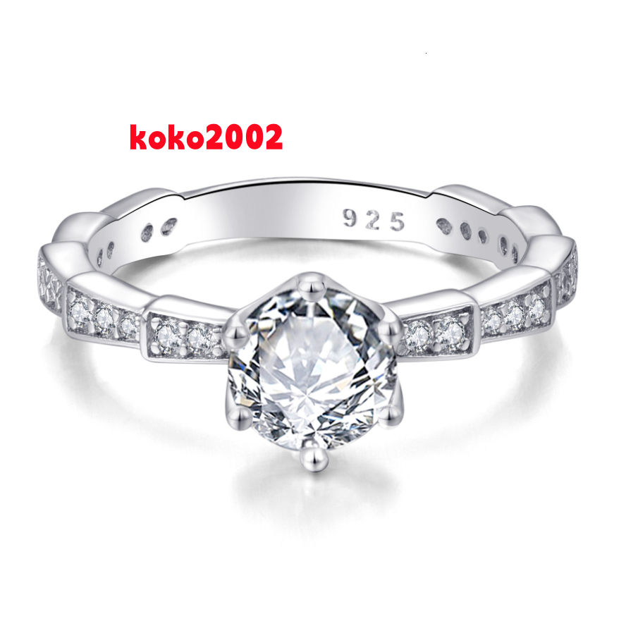Hand-setting Rhodium Plated Women Moissanite Ring 925 Sterling Silver Wedding Engagement Moissanite Ring With GRA Certificate