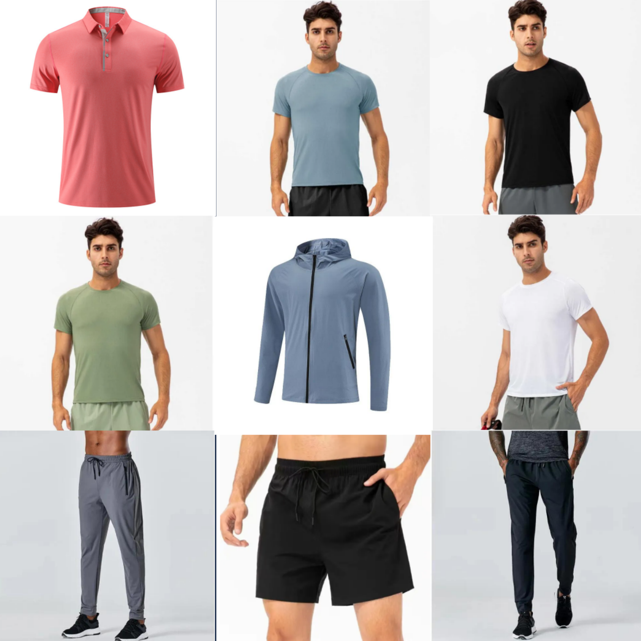 Men New Sport Zipper Hooded Jacket Outdoor Mountaineering Quick Dry Windproof Fashion Trend Jacket Thin Fitness Training Clothes Man Jersey Sportswear Top mans set