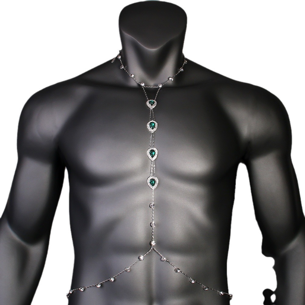 Men's Minimalist Stylish Metal Body Chain Hip Hop Water Drop Design Bling Bling Hip Hop Jewelry