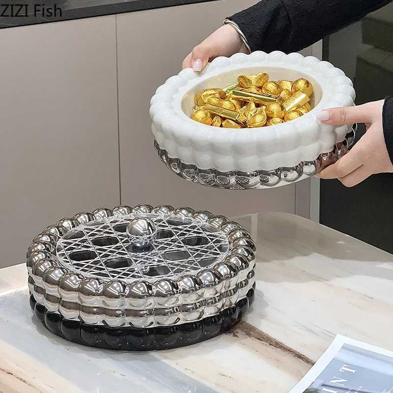 Nordic Ceramic Storage Box Creative Living Room Candy and Snack Storage Box Decoration Home Kitchen Fruit Plate Food Organizer X250721