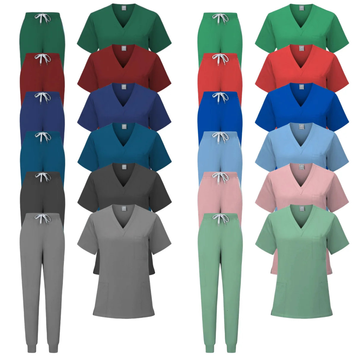 Quality Elastic High Operating Room men and women Uniform Set Short Sleeve Nurse doctor Tops Jogger pants Scrubs Suit 240921