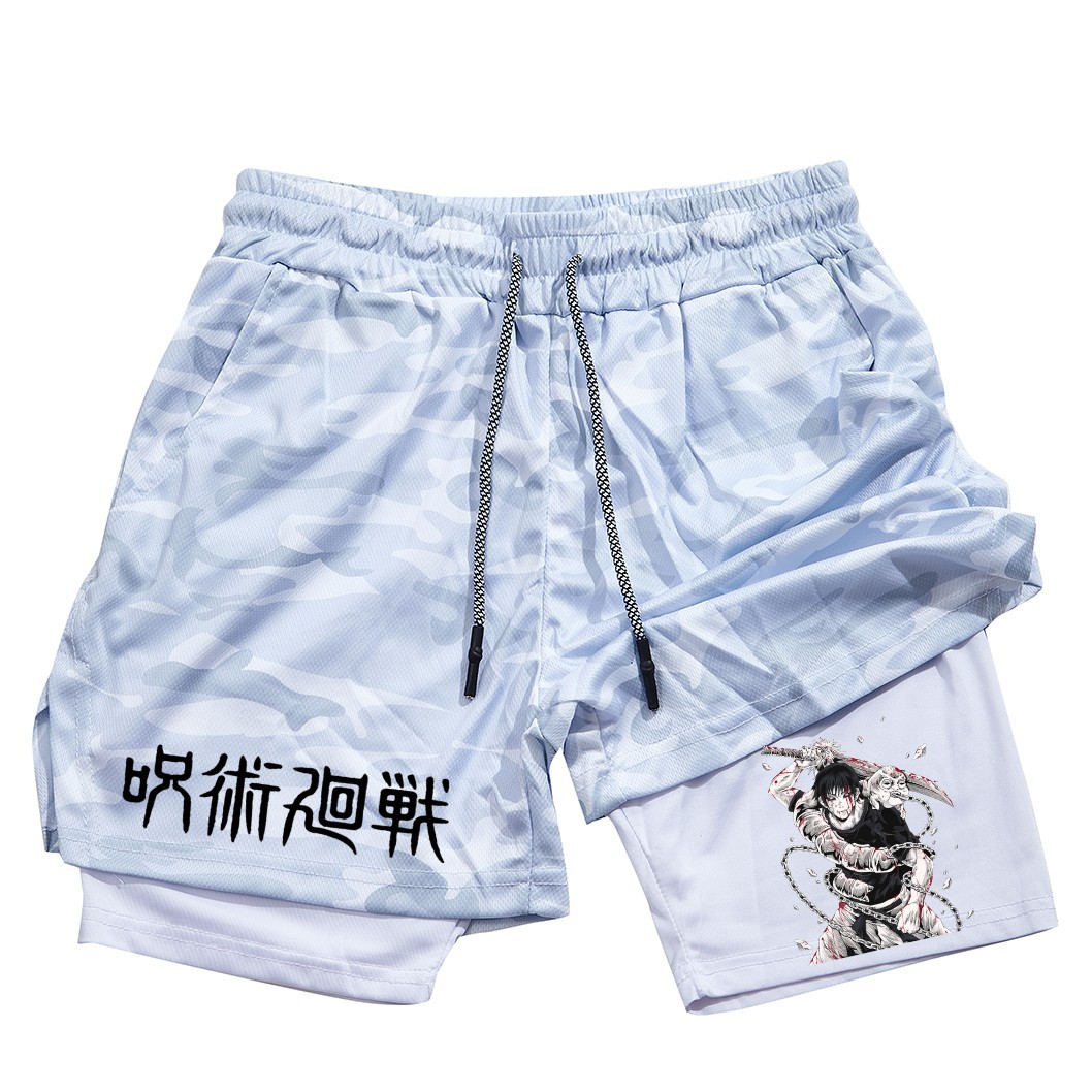 Men's Shorts 2025 Summer -selling Anime Berserk Guts 2-in-1 Double-layer Sports Fast-drying Breathable Fitness Running