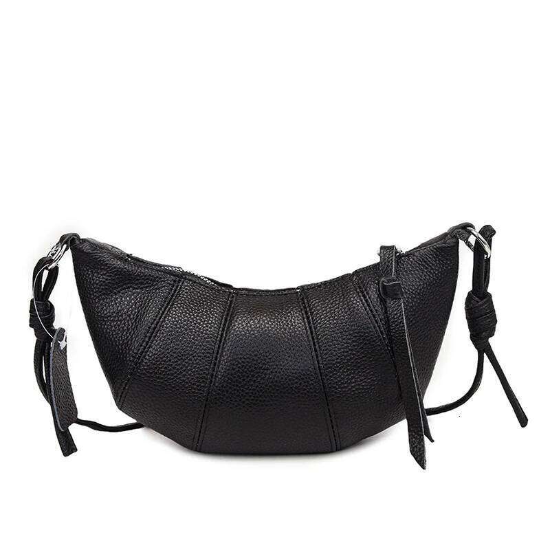 Fashion Genuine Croissant Women Tote Bag 2024 High Quality Cow Leather Female Crossbody Shoulder Bags Handbag Sac