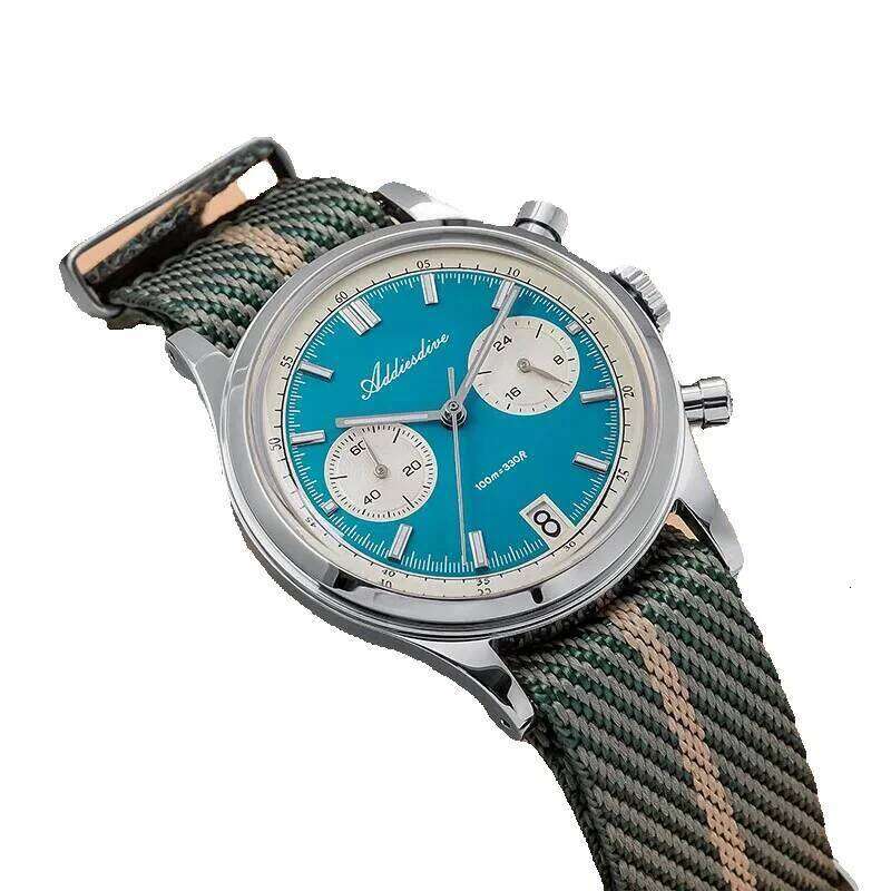 ADDIESDIVE Ad2095 Watch Of Men 60Min Chronograph Quartz Wristwatch Bubble Mirror Glass Luminous Waterproof Men's Watches 38Mm