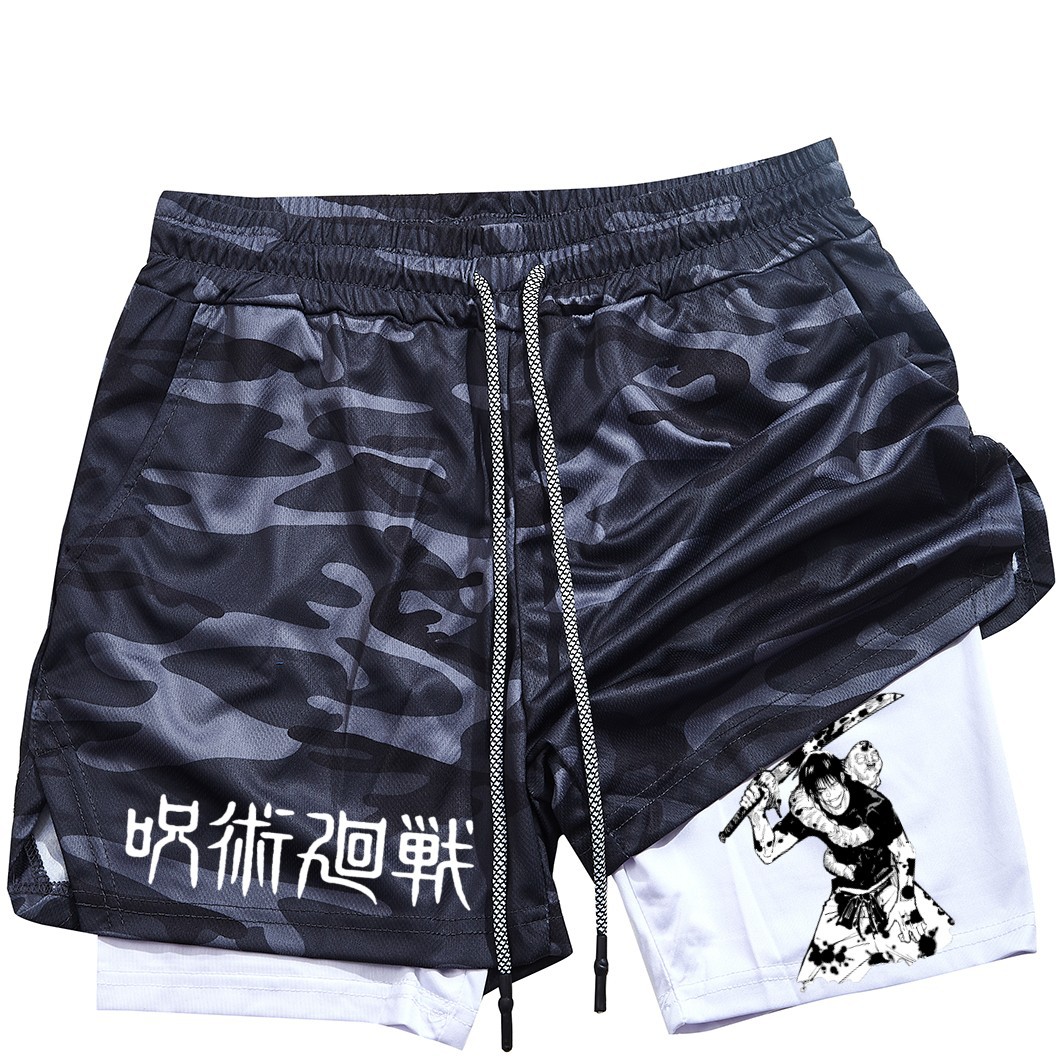 Men's Shorts 2025 Summer -selling Anime Berserk Guts 2-in-1 Double-layer Sports Fast-drying Breathable Fitness Running