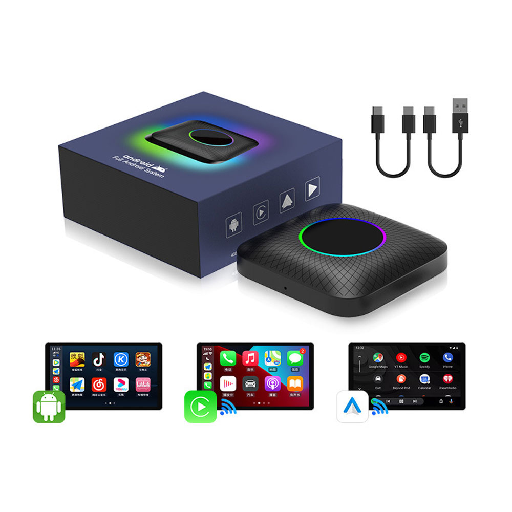 Wireless CarPlay Android Auto Box,Plug & Play Android 13 8GB+128GB QCM6225,YouTube Netflix Google Maps Car Play for TBOX Led