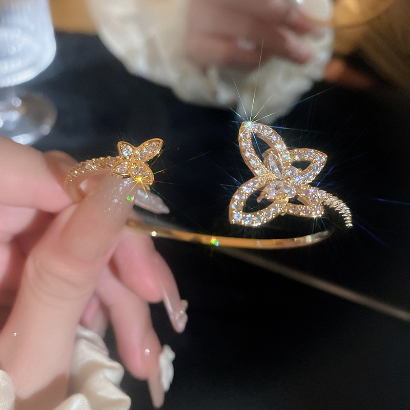 Silver - Tone Butterfly - Shaped Bangle With Rhinestone Accents Charming Party Jewelry And Gift For Her High Quality And Stylish Jewelry