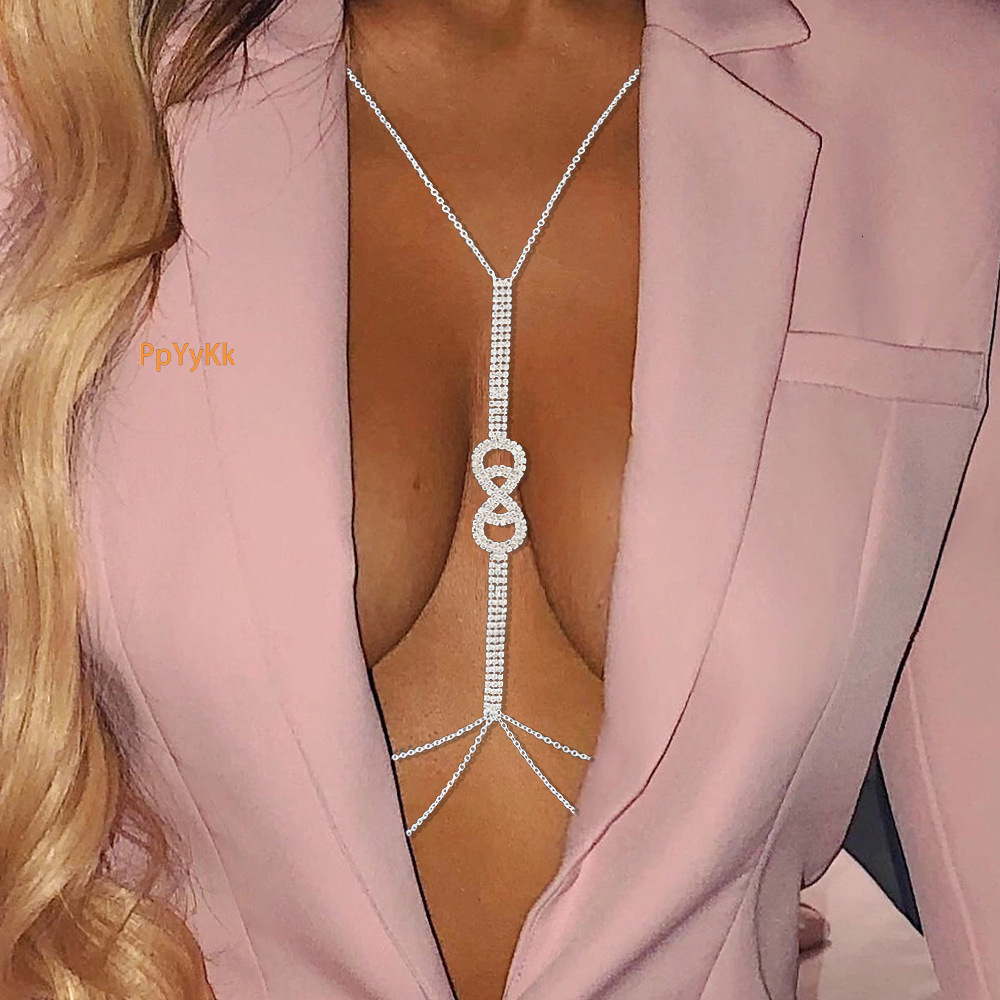 VVS Iced out Moissanite Chest Chain Women's Sexy Stylish Unique Geometric Moissanite Body Chain