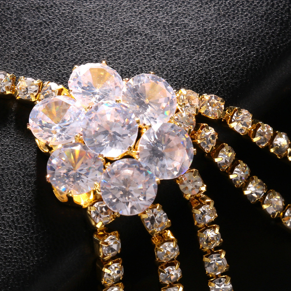 New Arrival Flower Shaped Moissanite Shoulder Chain High Quality Sexy Stylish Multi Layer Shoulder Chain Accessories Bling Bling