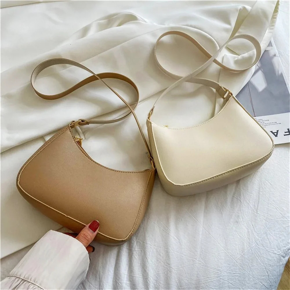 Womens Fashion Handbags Retro Solid Color PU Leather Shoulder Underarm Bag Casual Women Hobos Small Clutch Purse 250717