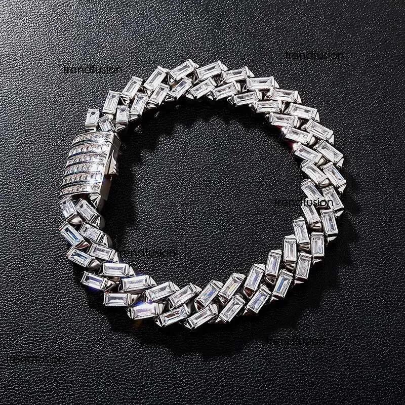 free shipping for man Moissanite necklace Cuban necklace all ice set Hip-hop Chain