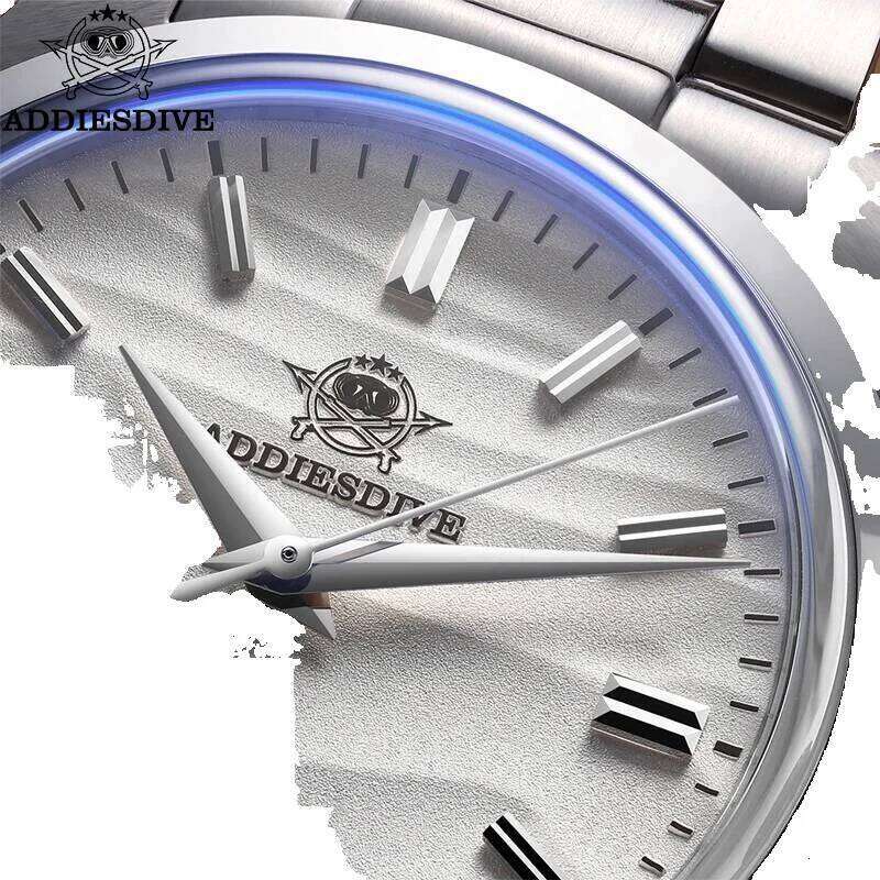 ADDIESDIVE Men Quartz Watch Without Ad2030 Vh31 AR Coating Watches Bubble Pot Cover Glass Sand Dial Wristwatch Reloj Hombre