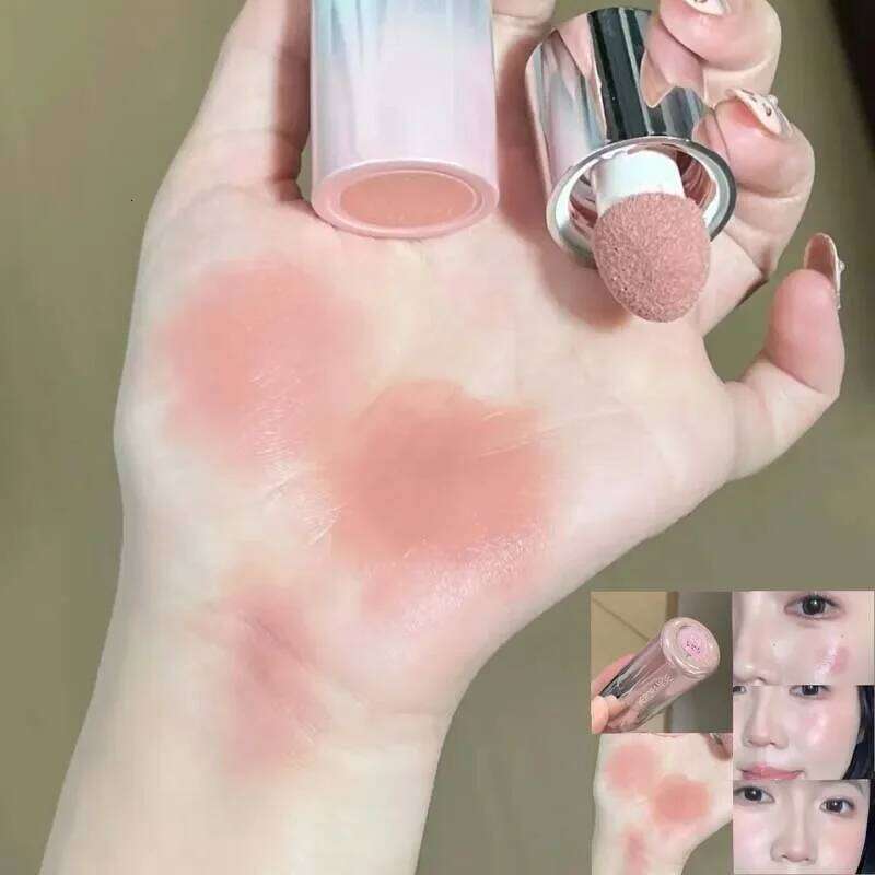 Matte Liquid Blush Stick Sponge Head Blusher Makeup Natural Lip Contour Long Lasting Moisturizing Brighten Milk Pink Cheek Rouge X250