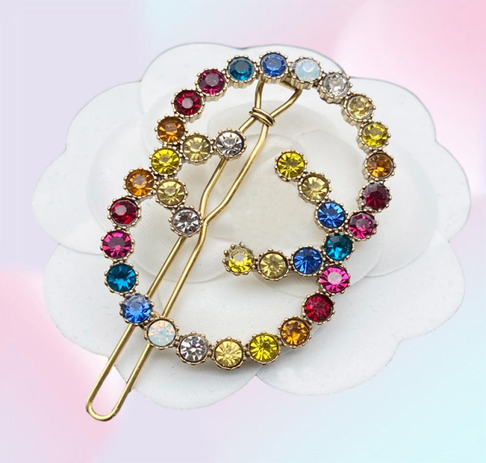 2022 New designer colorful Rhinestones Letters Women Hair Clips Barrettes for fashion lady hair Jewelry Accessories2367340