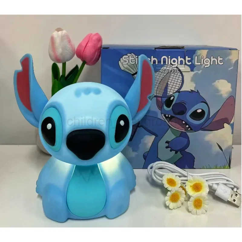 Disney Cartoon Stitch Night Light Touch Sensor USB Rechargeable Cute Bedside Lamp for Kids Boys Girls Birthday Gift W250721