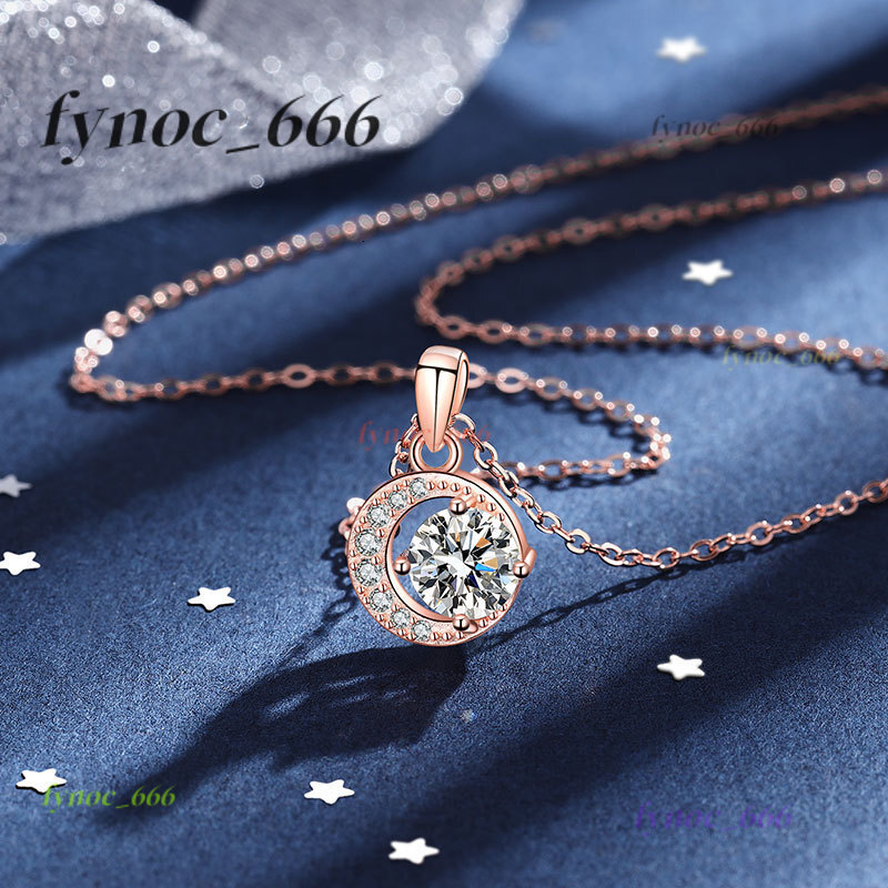 Custom Moissanite Name Necklaces for Women VVS 1ct Round Shape Diamond Pendant 18k Rose Gold S925 Silver Chain Fine Jewelry