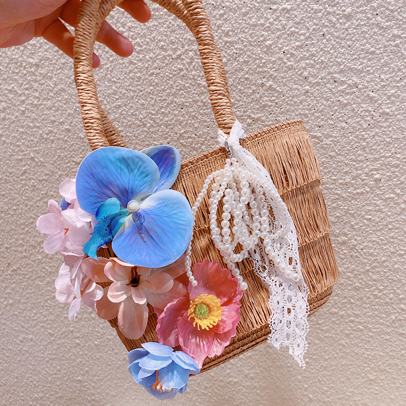2025 Summer new women's crossbody bag new women's bohemian style vacation handbag oil painting dopamine straw bag women's shoulder bag 