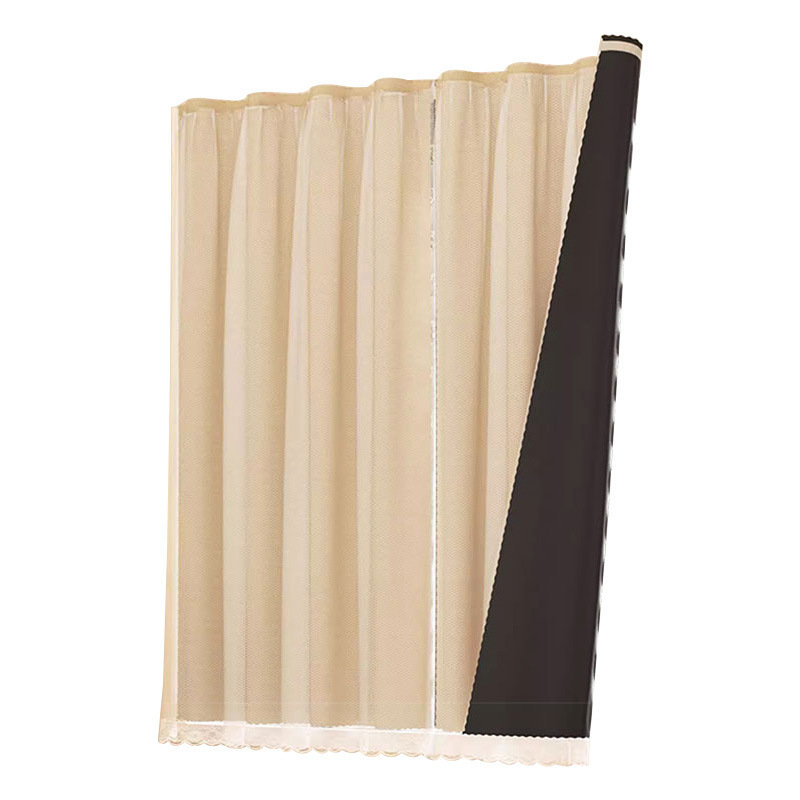 YL-36743 Japanese style full blackout double layer gauze curtain finished product sunshade heat insulation bedroom bay window non-transparent living r