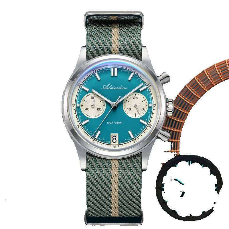 ADDIESDIVE Ad2095 Watch Of Men 60Min Chronograph Quartz Wristwatch Bubble Mirror Glass Luminous Waterproof Men's Watches 38Mm