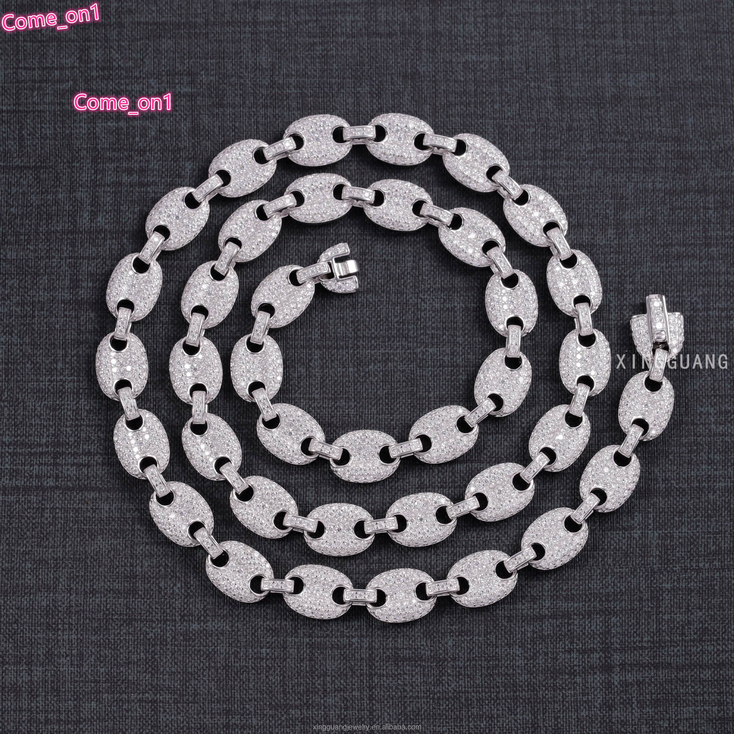 New Style Cuban Chain Hip Hop Jewelry 6mm 8mm Sterling Silver Ice Out Bling Moissanite Diamond 100% Pass Test Cuban Necklace