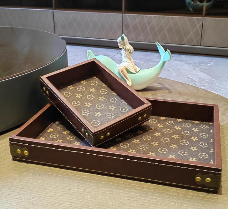 Lanjia High End Walnut Wood Jewelry Rectangular Light Wooden Storage Wine Cup Water Cultural Play Tea Serving Tray D A