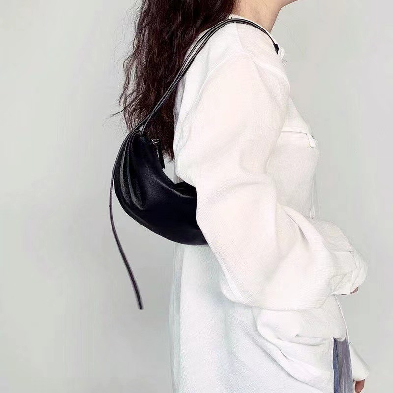 Summer new women's crossbody bag PU half women's moon shaped women's armpit bag soft leather dumpling bag women's shoulder bag new