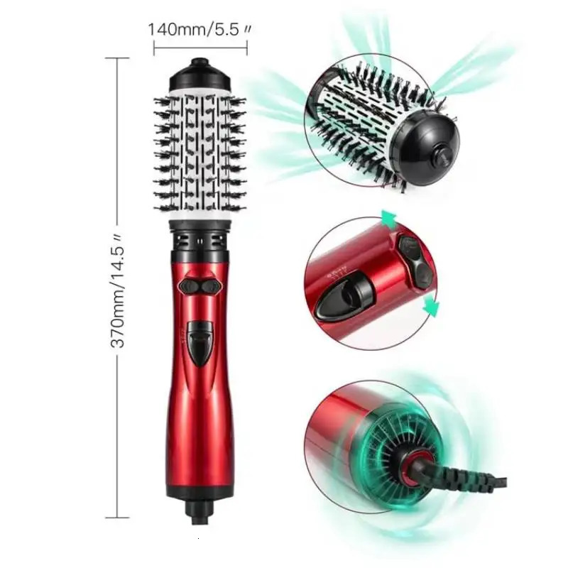 3-in-1 Air Styler Automatic Rotating Air Comb Wavy Curling Straight Hair Electric Curler Hair Dryer Volumizer Red 250717