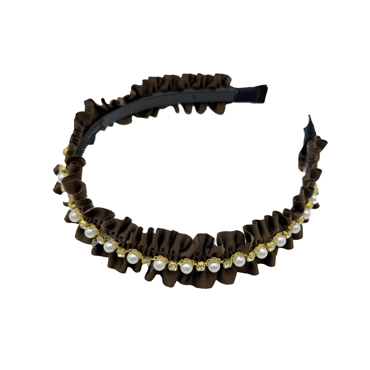 Fashion new pearl pleated hairpin hair band temperament retro small square diamond light luxury wash face headband female