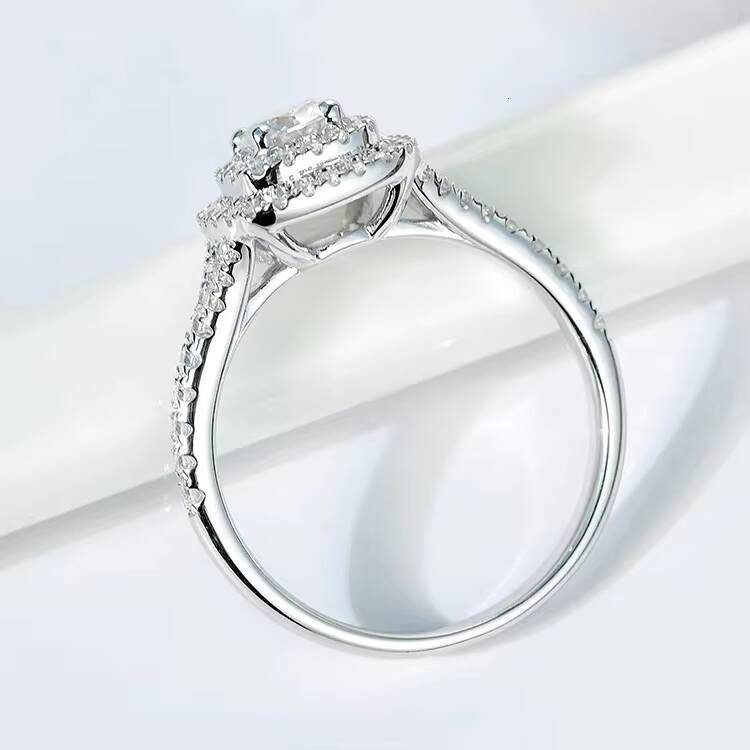 Customized 14k Solid Gold Luxury Wedding Ring WIth 2ct Round Moissanite Diamond Engagement Ring for Women