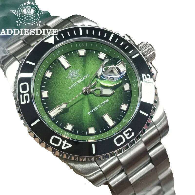 ADDIESDIVE Men New Diving Ceramic Bezel 41Mm Quartz Wristwatch 200M Waterproof Stainless Steel Luminous Dive Watch