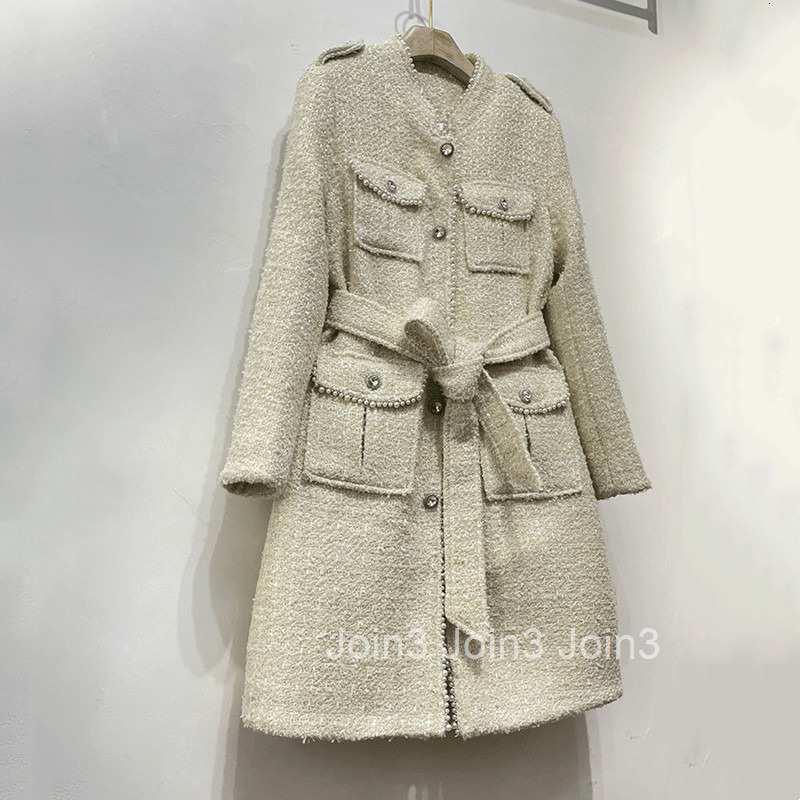 French Style Fashion Designs Coat for Women Winter New Heavy Beaded Tweed Coat Internet Celebrity Douyin
