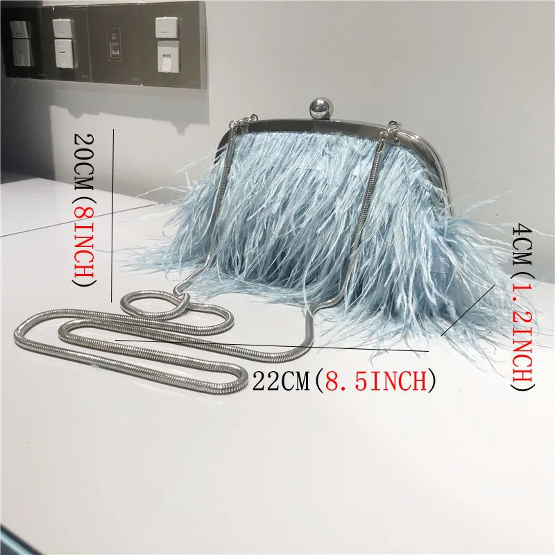 Feather Handbag Women Evening Crossbody Bag Pearl Chain Snake Chain Shoulder Bag Women Bags Party 250717