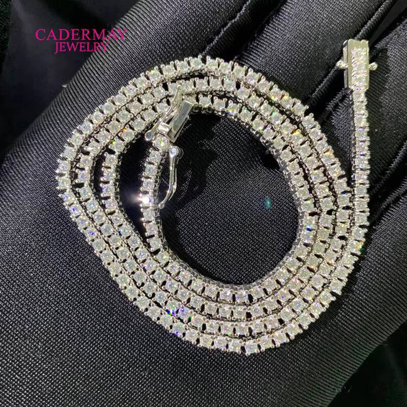 High Quality Pass the Diamond Tester Moissanite Necklace 925 Silver 2mm 3mm 4mm 5mm VVS Moissanite Tennis Chain Hiphop Jewelry