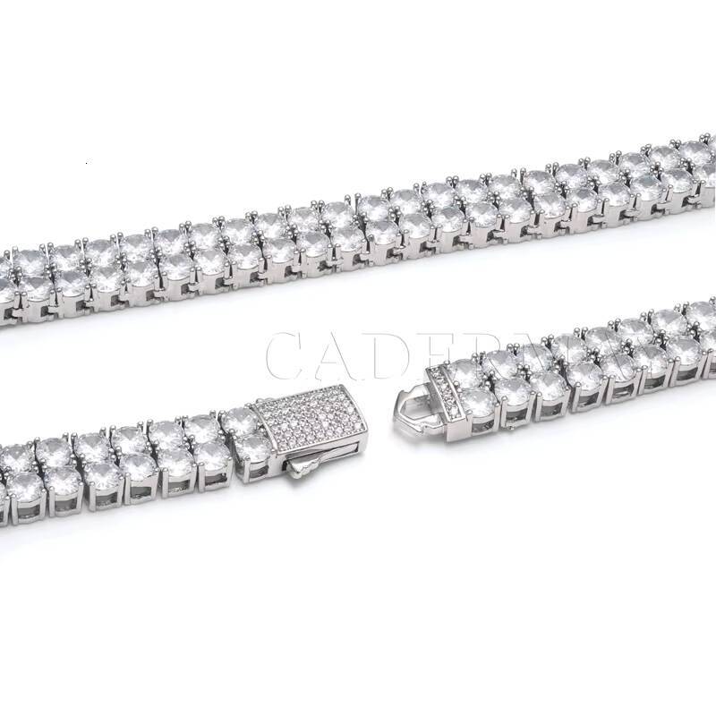 Trendy 3mm Double Rows D VVS Iced Out Moissanite Diamond 925 Sterling Silver Tennis Chain Necklace Bracelets Jewelry Men Woman