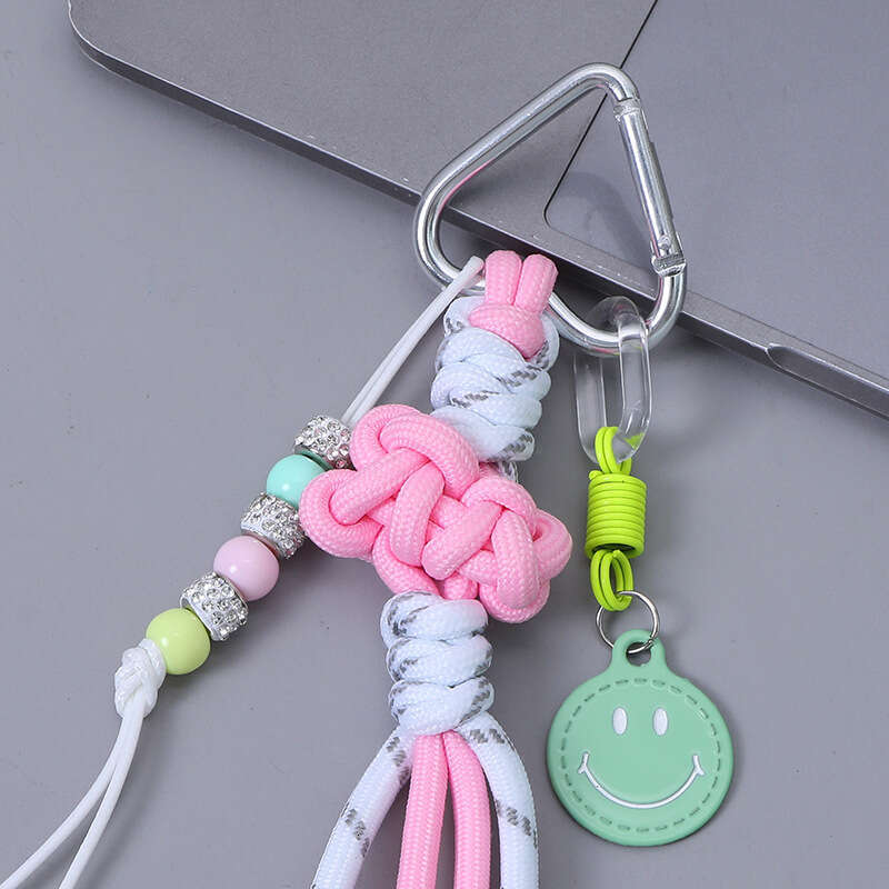 Chinese Knot Braided Tassel Smiley Face National Style Phone Pendant Handbag Backpack Lanyard Bag Accessories