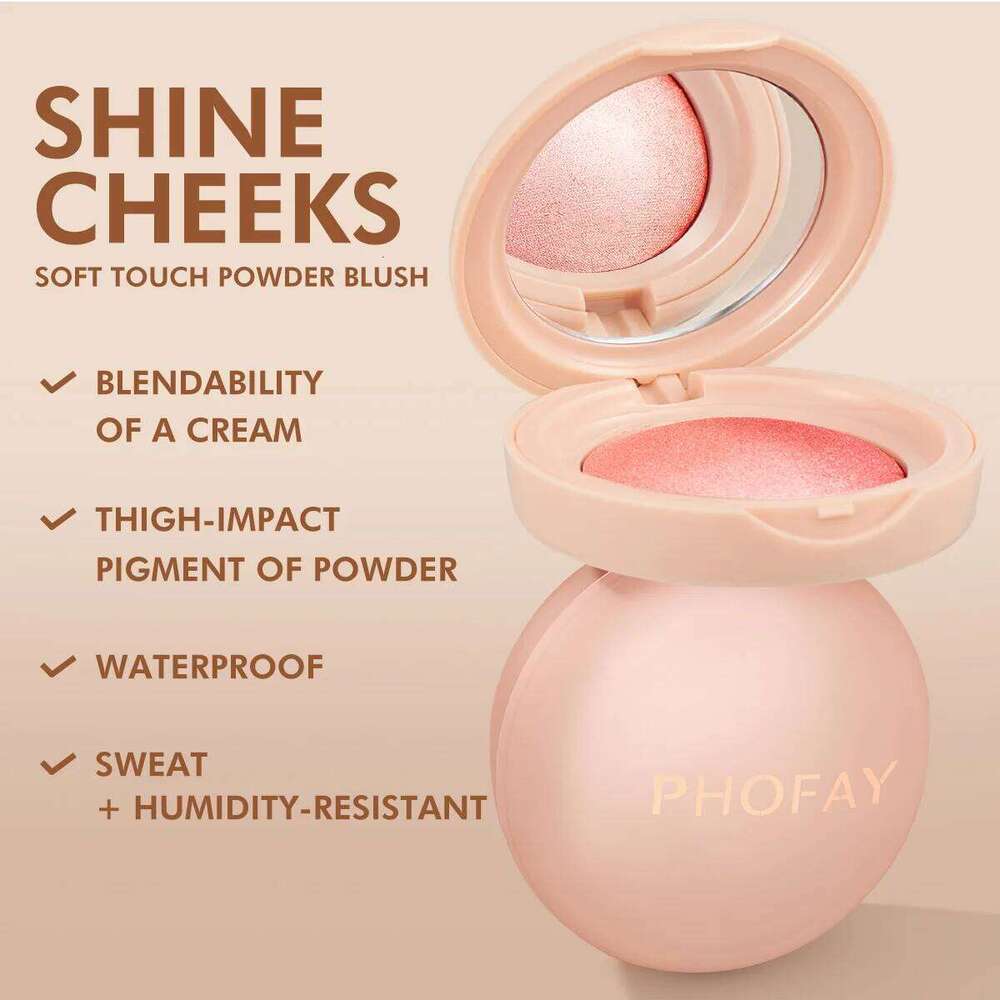 PHOFAY Luminous Shimmering Blush Powder Milk Apricot Peach Brightens Natural Matte Highlight Face Glitter Shadow X250721