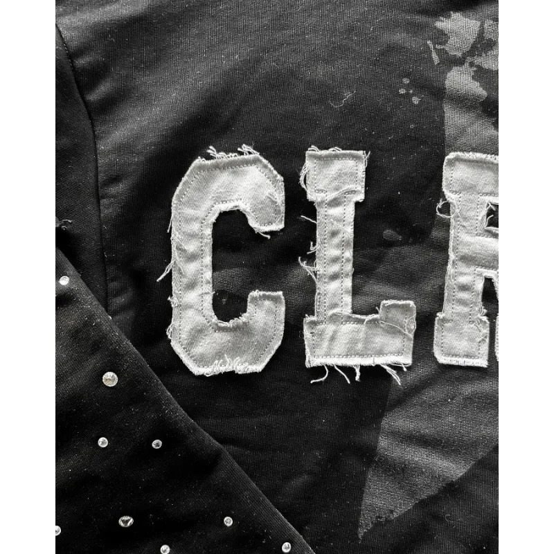 Street letter embroidery printed diamond long-sleeved high-quality O-neck T-shirt women Y2K grunge clothes trendy sports top 250714