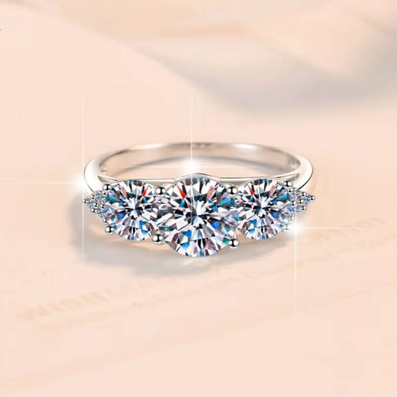 8mm Round Moissanite Diamond Jewelry for Women 925 Sterling Silver Eco-Friendly Bling Gra 8mm Moissanite Ring