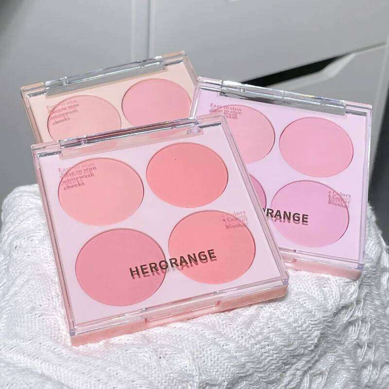 HERORANGE Blush Powder Four-Color Matte Nude Natural Color Low Saturation Delicate Easy To Apply Highlights Korean Makeup X250721