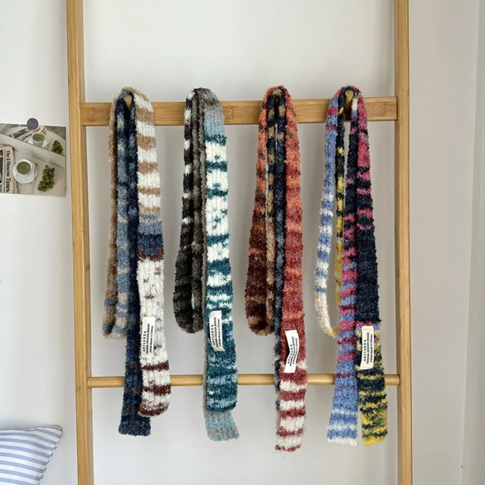 2K Multicolor Knitted Scarf Rainbow Stripe Long Narrow Scarves Comfortable Clothing Accessories 250717