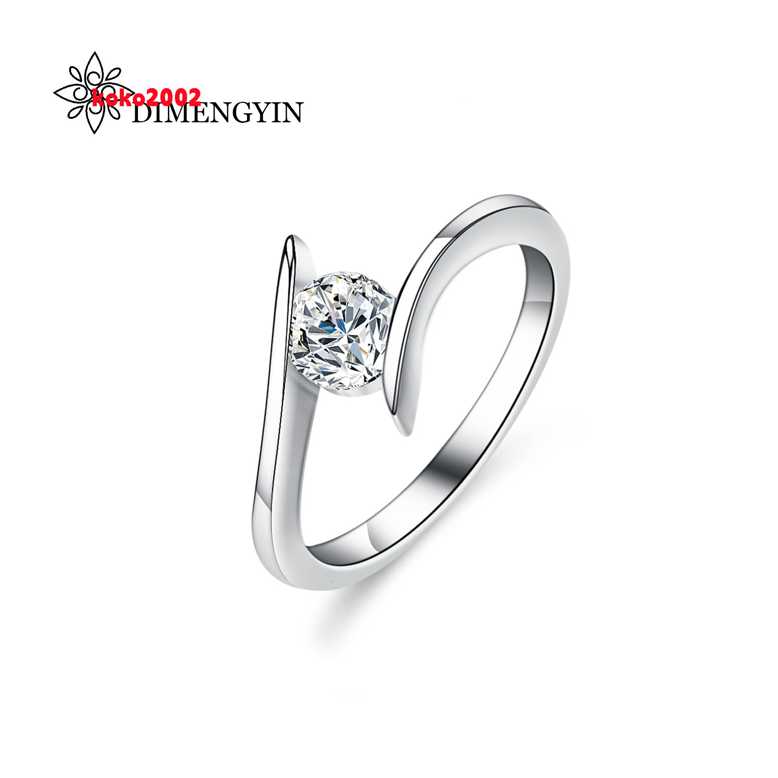 Womens 925 Sterling Silver Eternity Ring MoissaniteAdjustable Wedding Engagement Moissanite Ring